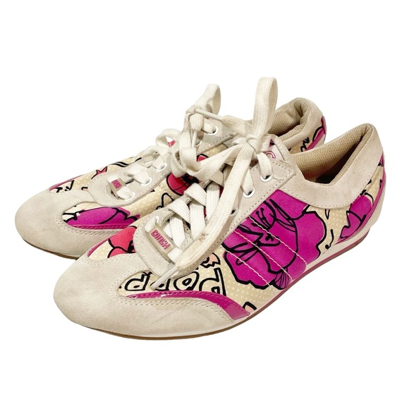 Coach Shoes - Coach Size 8 Dillon Poppy Leather Suede‎ Multi Color Floral Sneakers